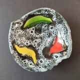 Empty black and white pocket with colored enamels