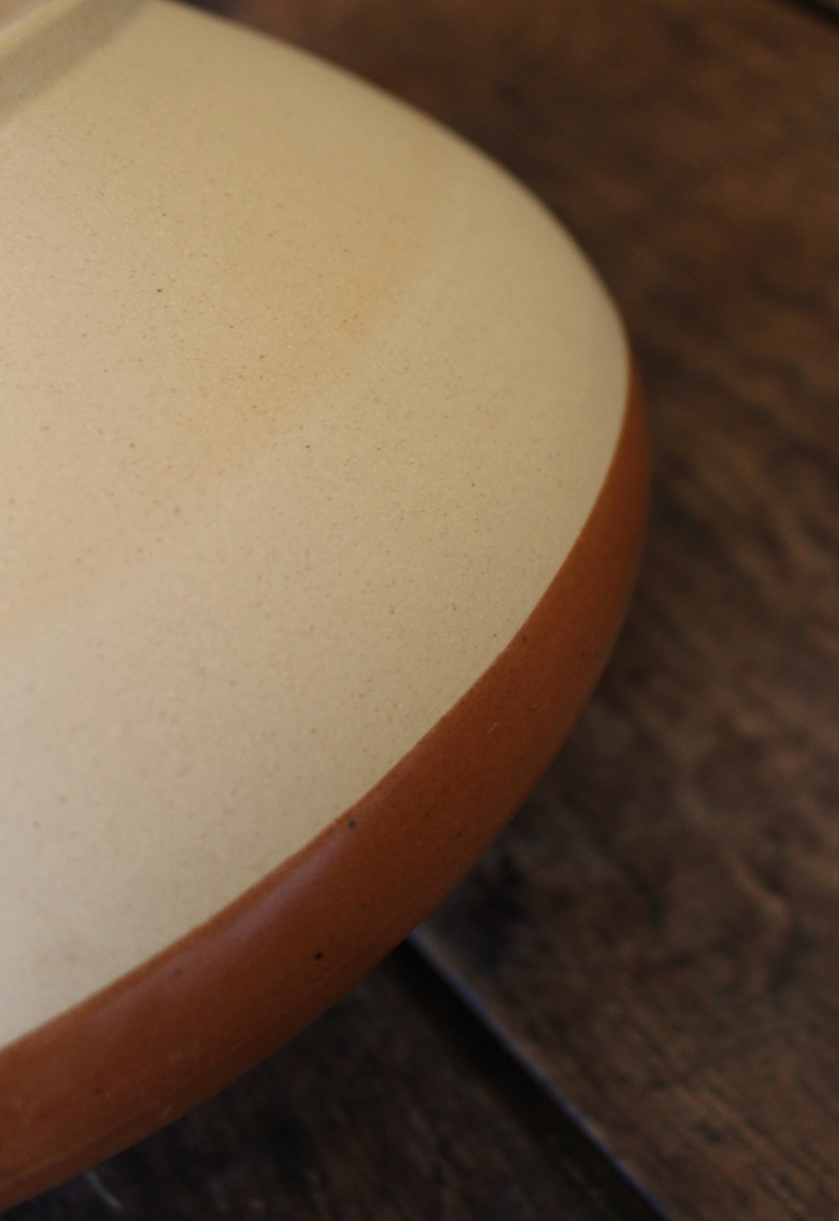 Vintage two-tone Digoin stoneware salad bowl