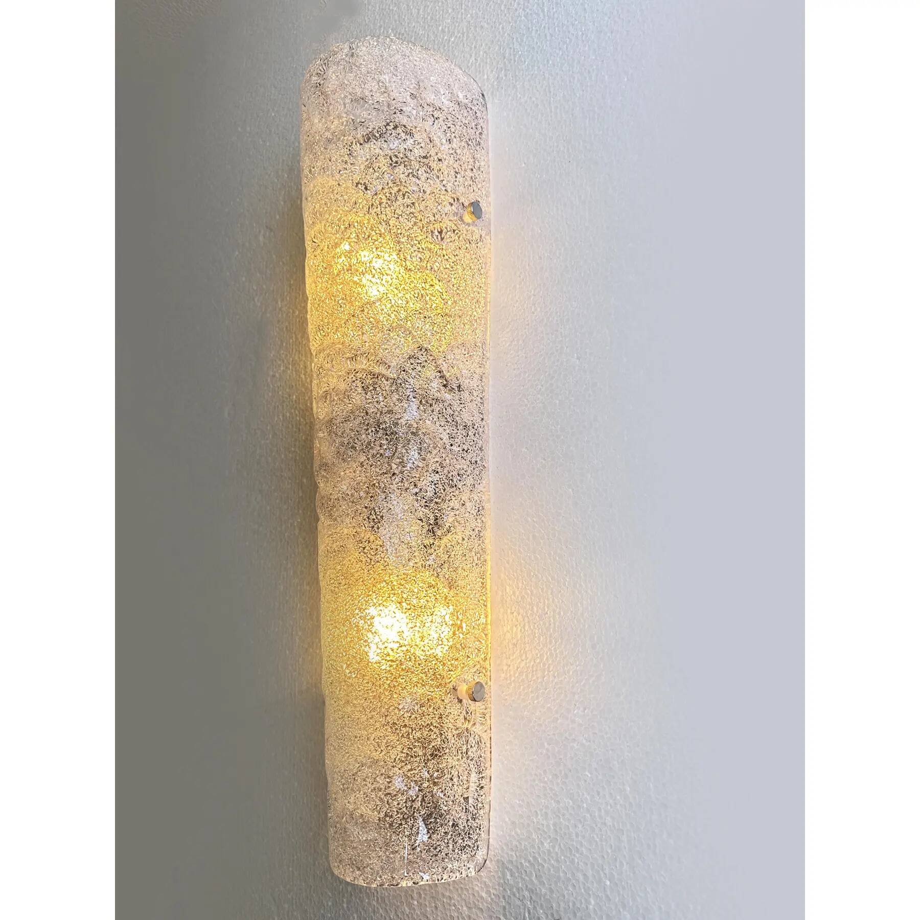 Contemporary Hammered Transparent "Graniglia" Murano Glass Wall Sconces-Set