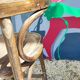 Curved wooden bar stool