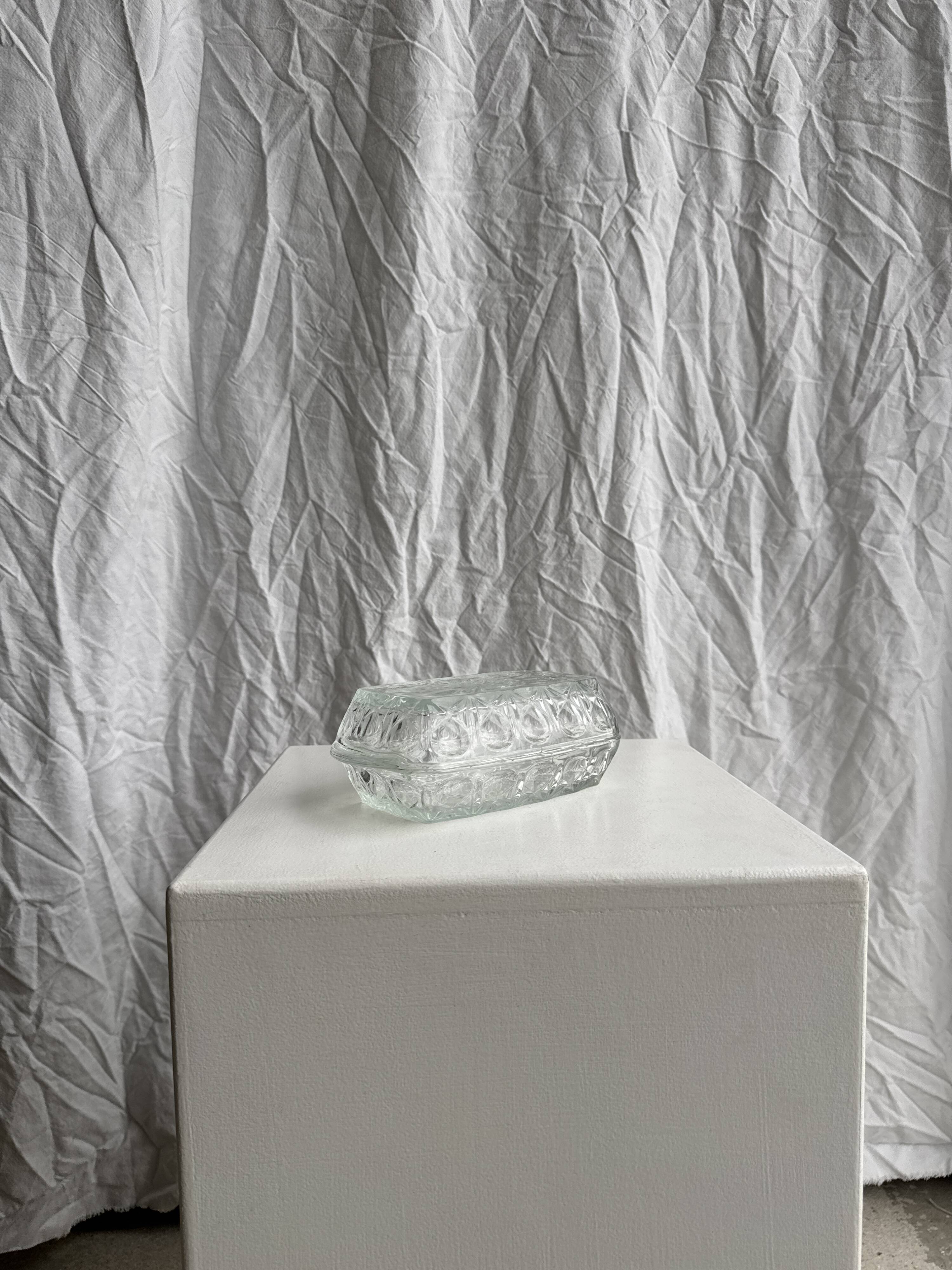 Vintage glass butter dish