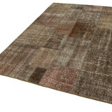 Handwoven anatolian contemporary 170 cm x 241 cm brown patchwork carpet