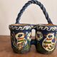 Double Pot Pottery Ceramic Terracotta Blue Bird Alsace Twisted Handle