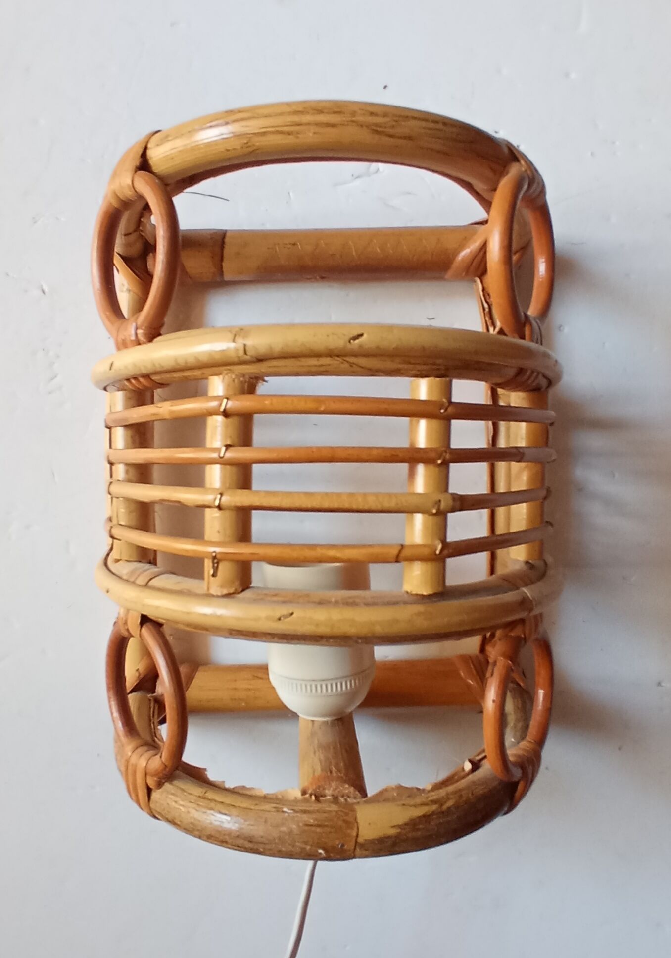 Vintage bamboo wall lamp