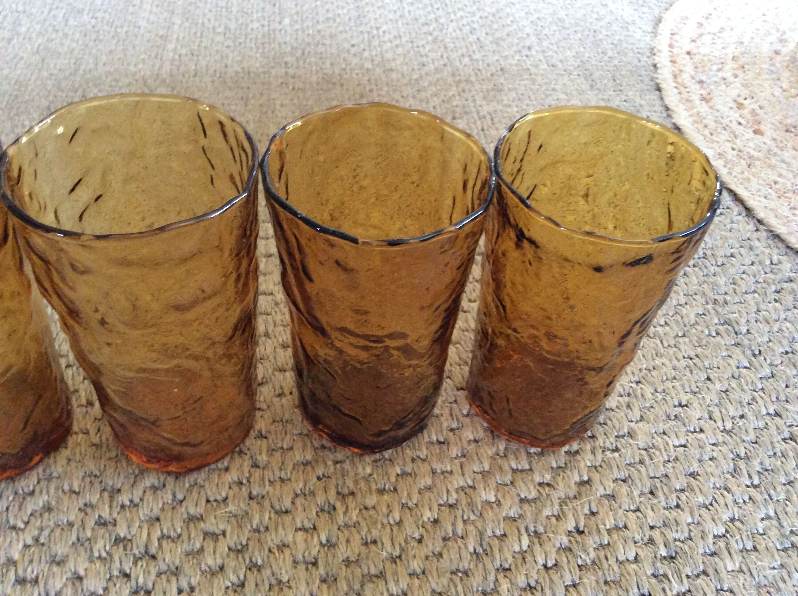 Series of 6 amber glasses