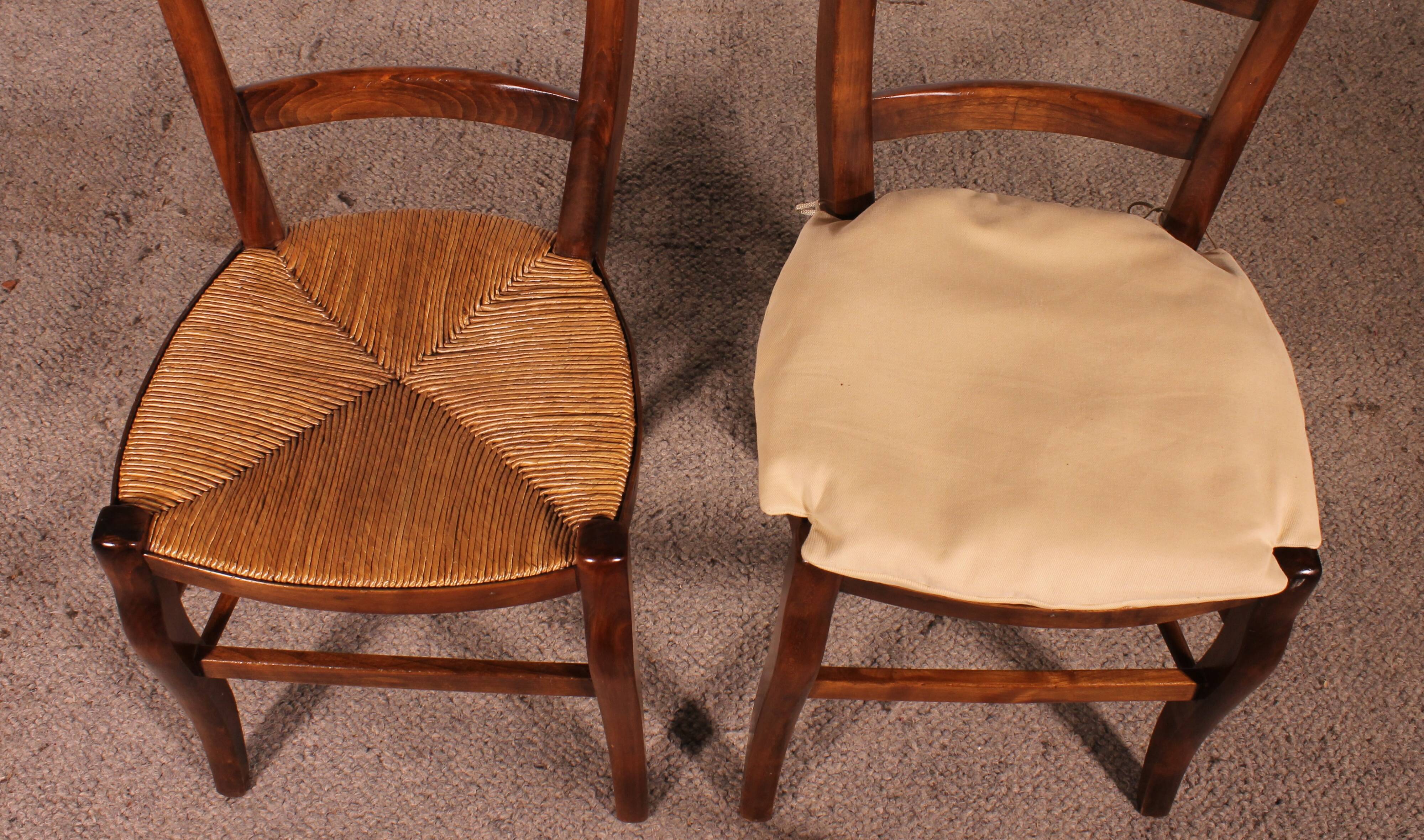 série de 8 chaises paillées en merisier