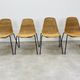 4 chairs Gianfranco Legler model Rattan basketball and metal 50s