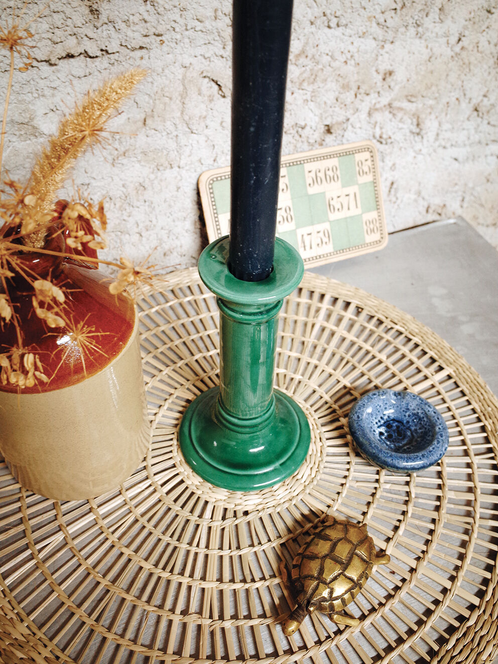 Glazed ceramic chandelier fir green