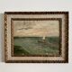 Huile sur carton "Le Croisic jetée en bord de mer", début XXe