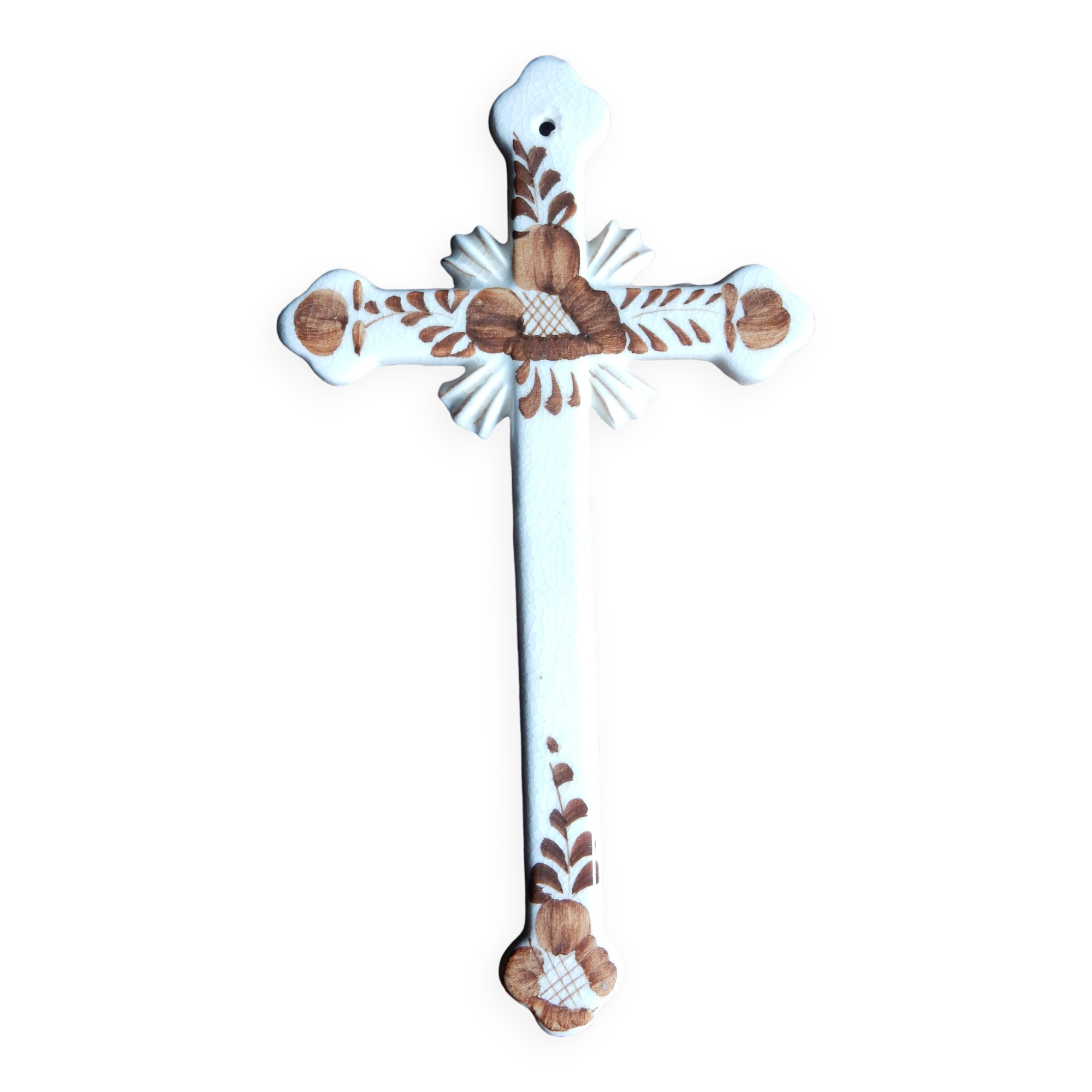 Hand-painted ceramic wall crucifix