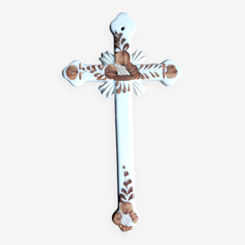 Hand-painted ceramic wall crucifix