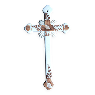 Hand-painted ceramic wall crucifix