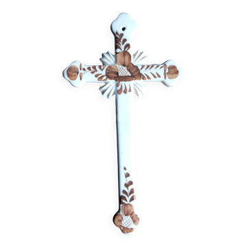 Hand-painted ceramic wall crucifix