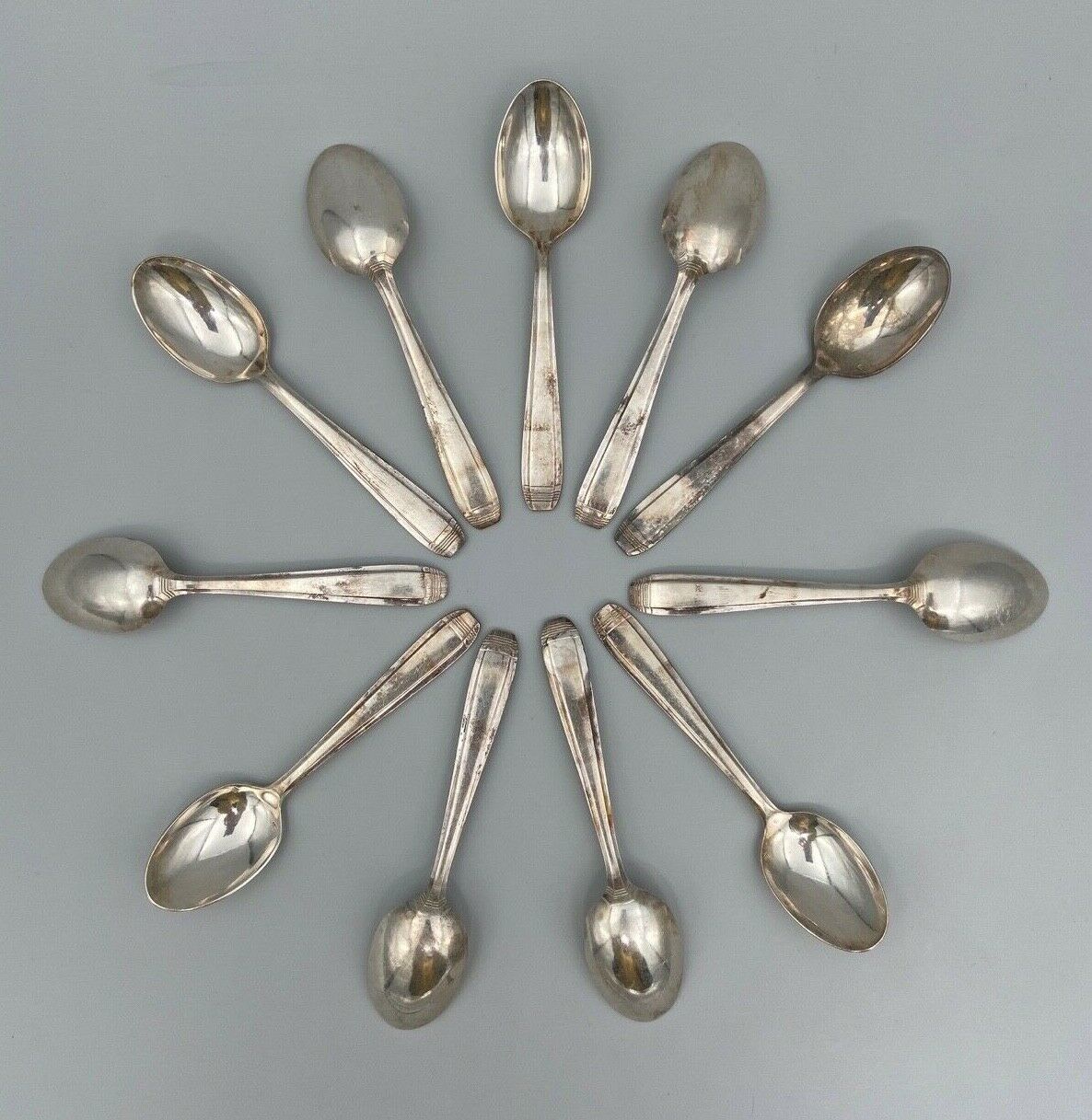 MENAGERE IN SILVER METAL DIXI 36 PIECES ART DECO LADLE SPOONFULS BOX