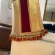 grand abat-jour en peau et velours vintage
