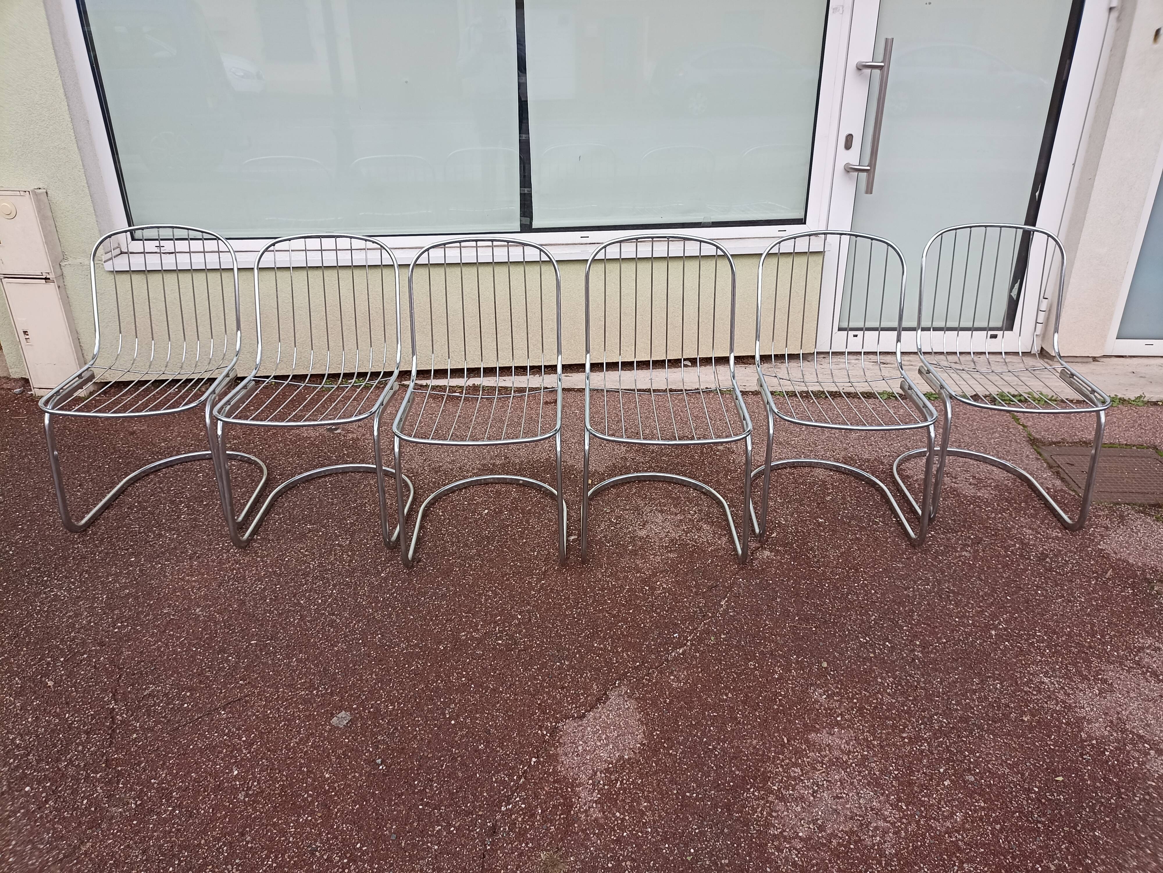 Set of 6 chrome chairs
