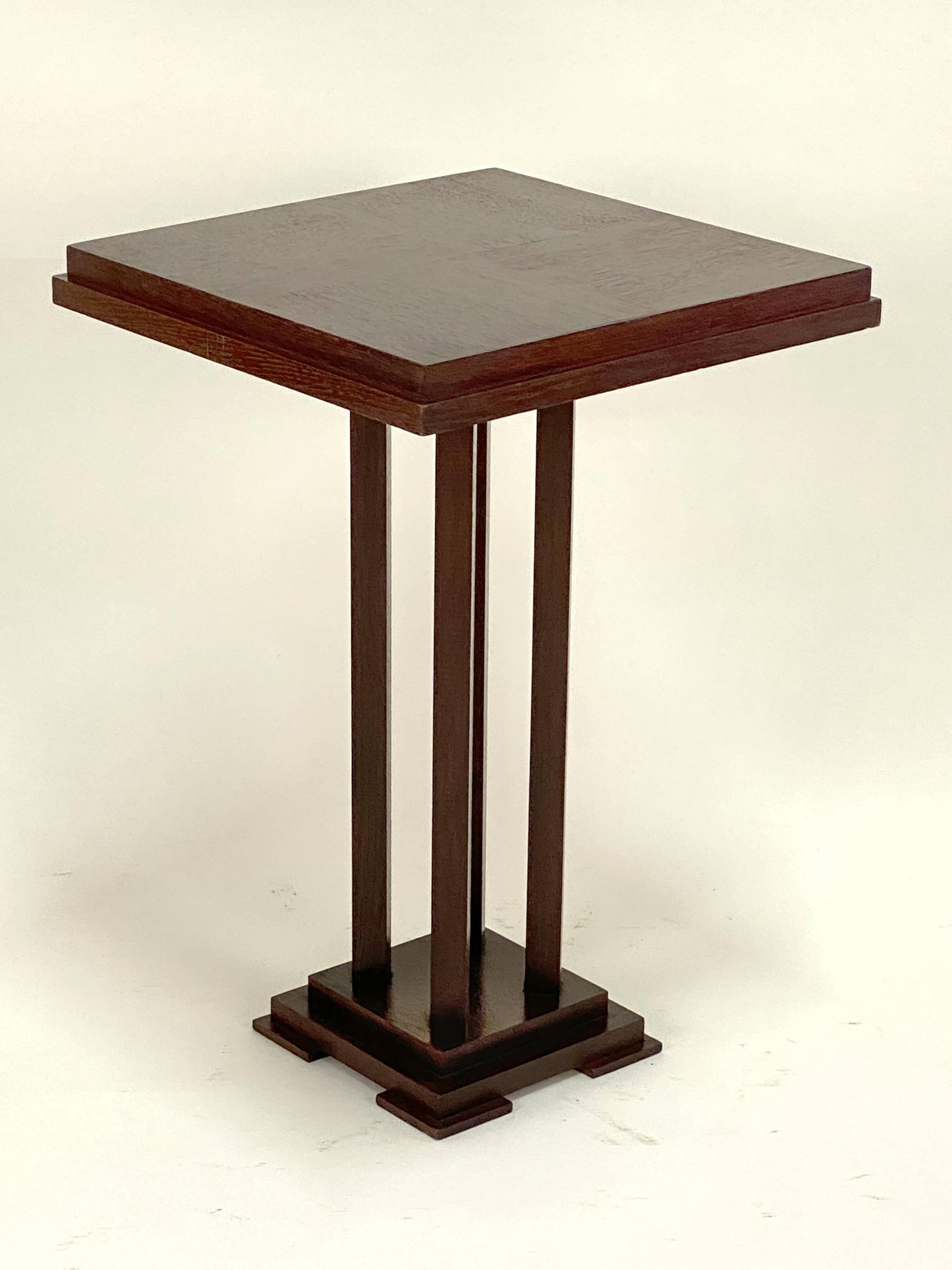 Antique - Square Guéridon Table - Art Deco Style - Oak