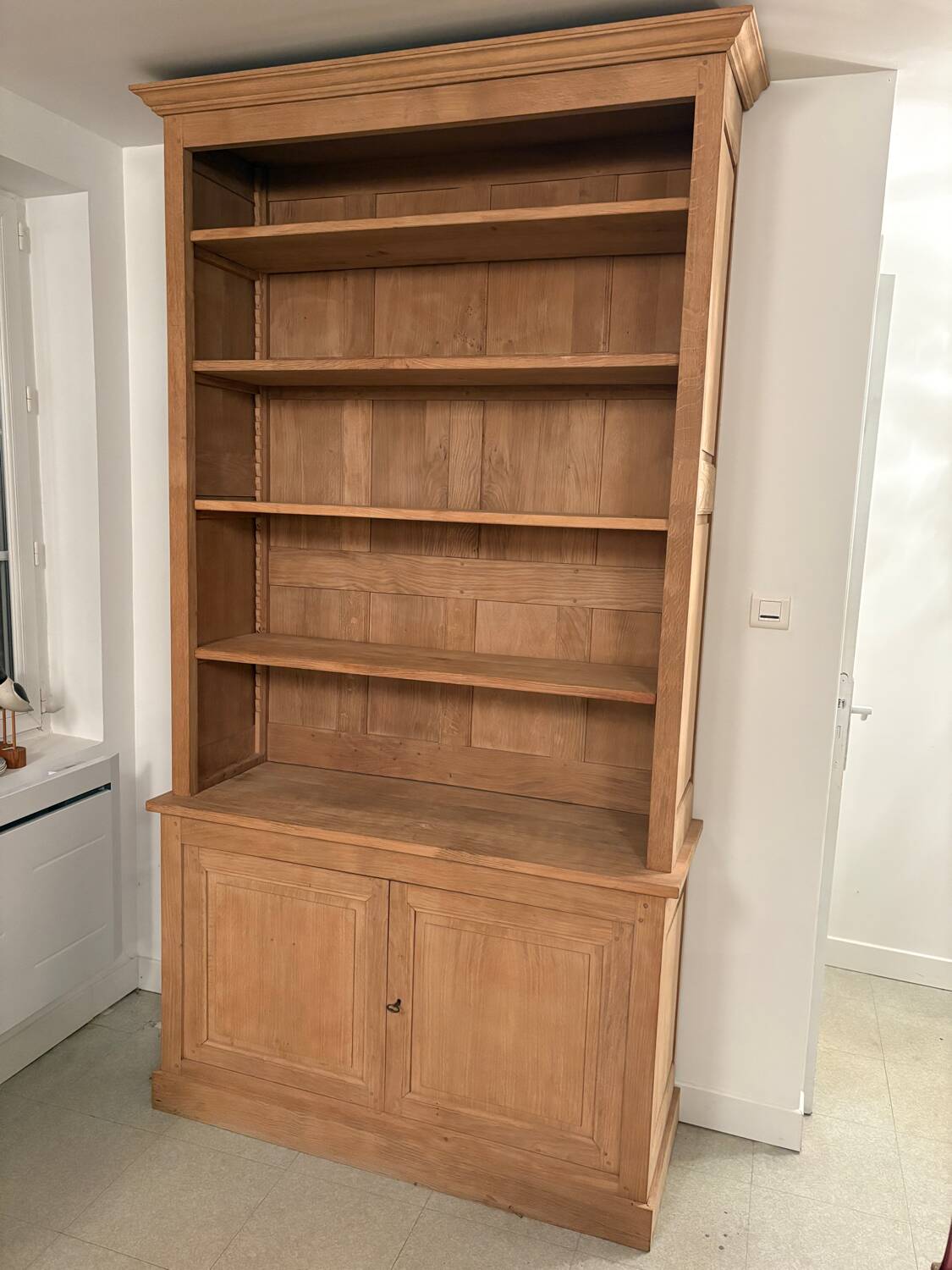 Solid oak library sandblasted