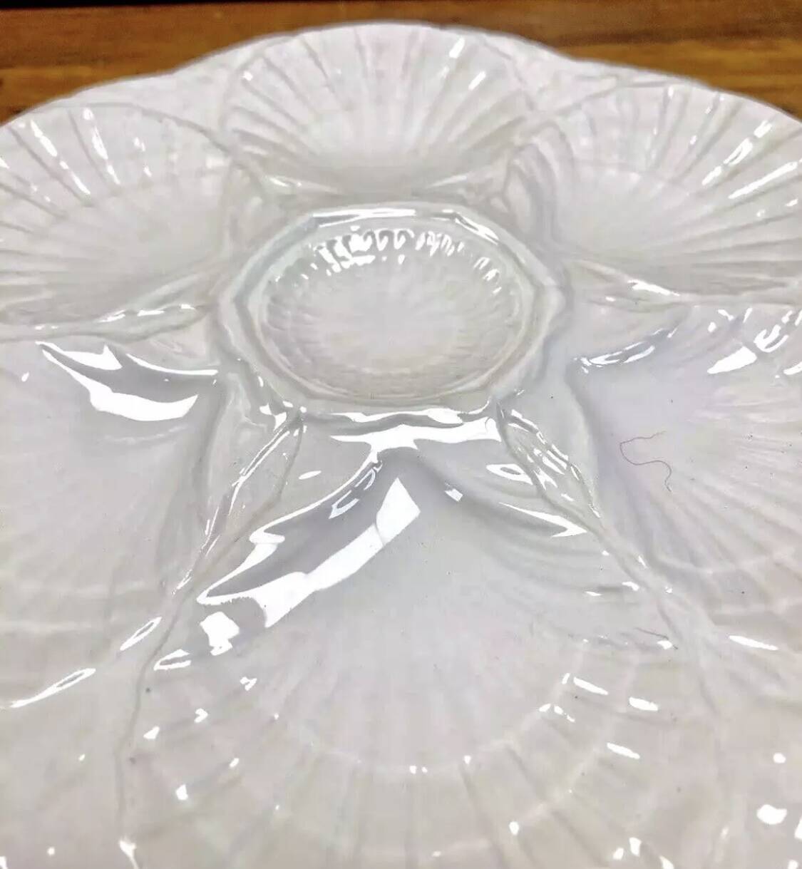 6 assiettes à huîtres blanche barbotine Sarreguemines