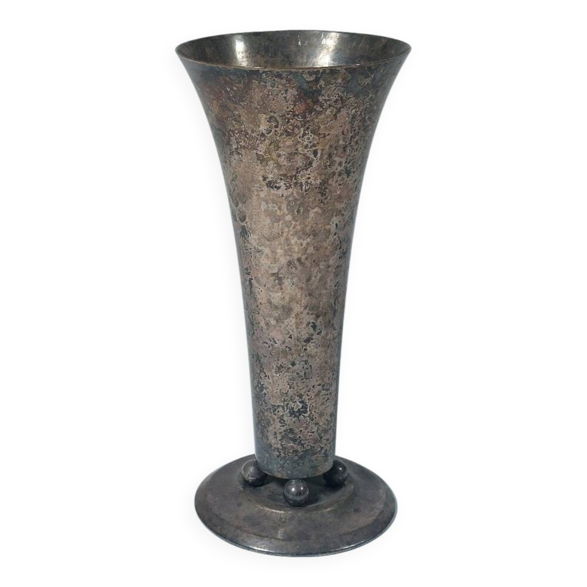 Patinated silver-plated metal vase Art Deco WMF Germany