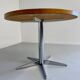 Old round table in solid wood and metal, vintage 70s design