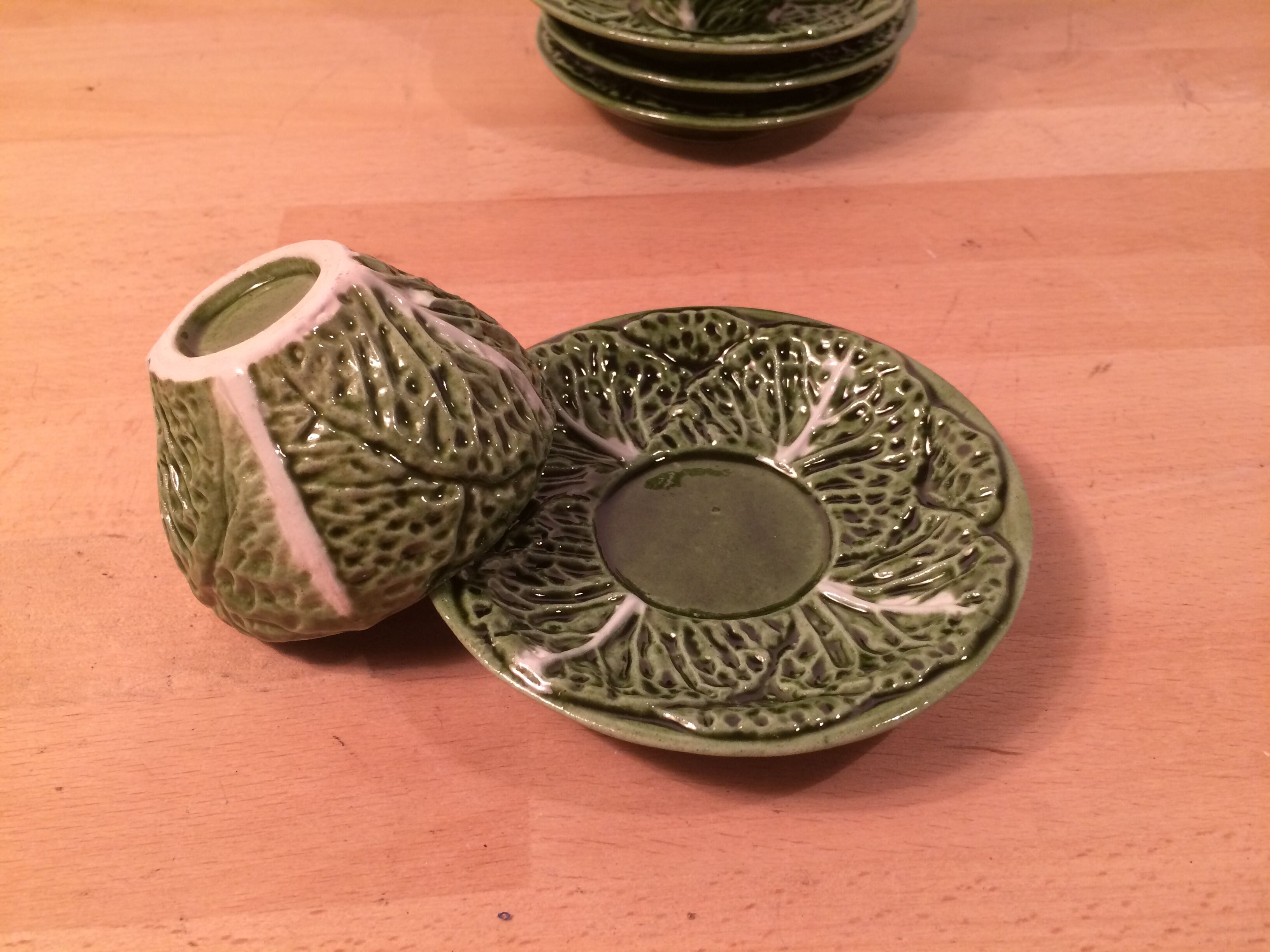 Ceramic cabbage tea set 4 cups teapot milk pot