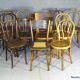 Set of 24 mismatched bistro chairs, curved wood, 1920 to 1955 Thonet...