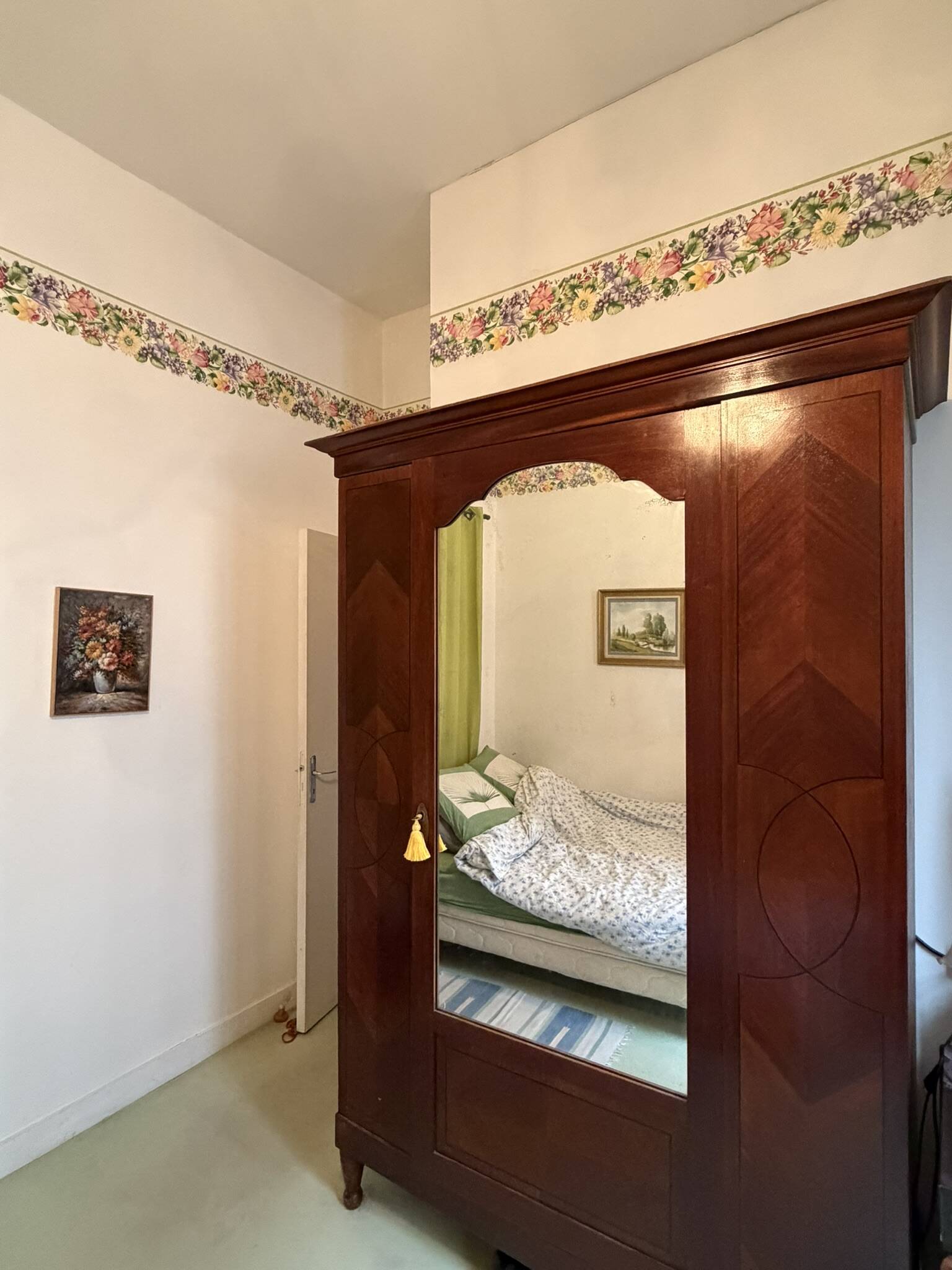 Mahogany inlaid wardrobe with a mirror
