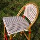 Vintage red and white rattan back bar stool 1970-80