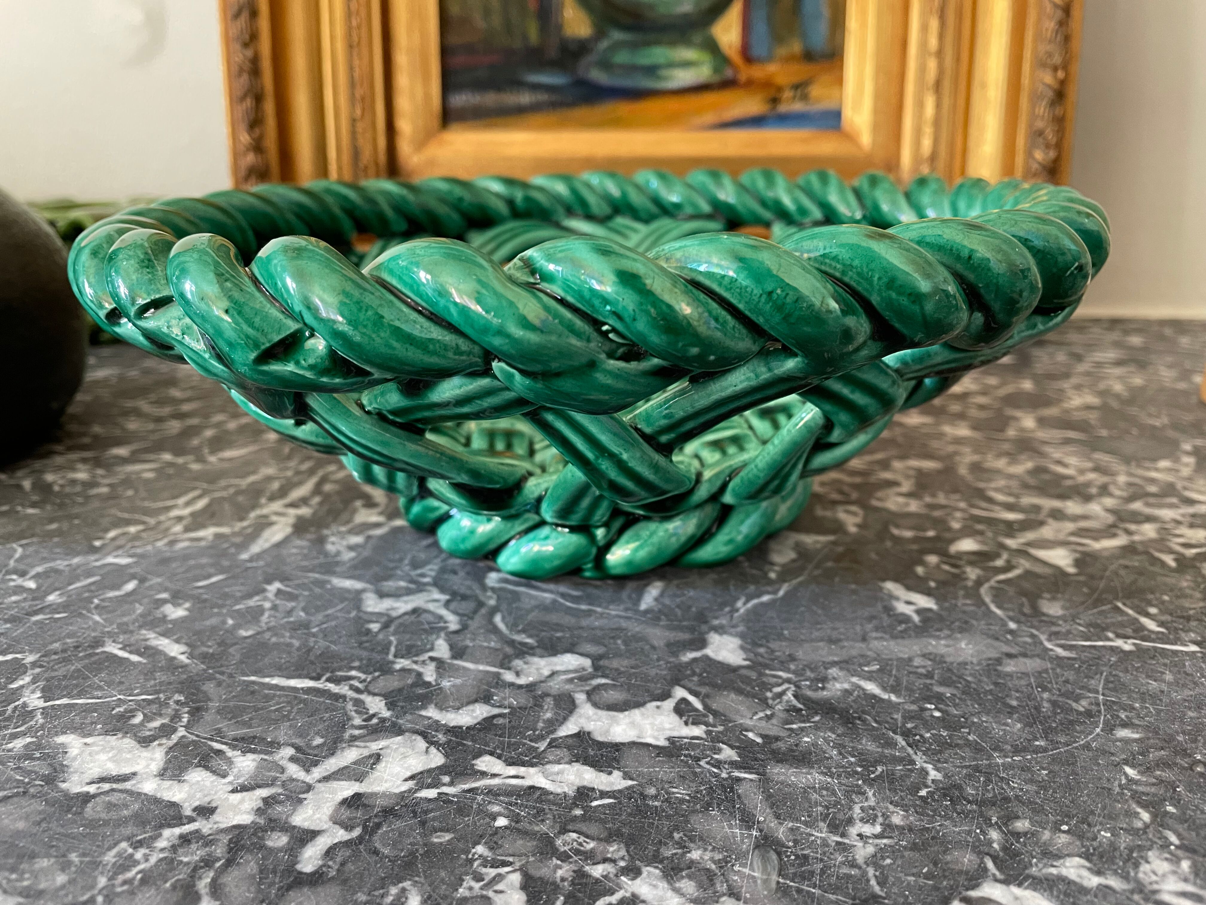 Braided earthenware basket