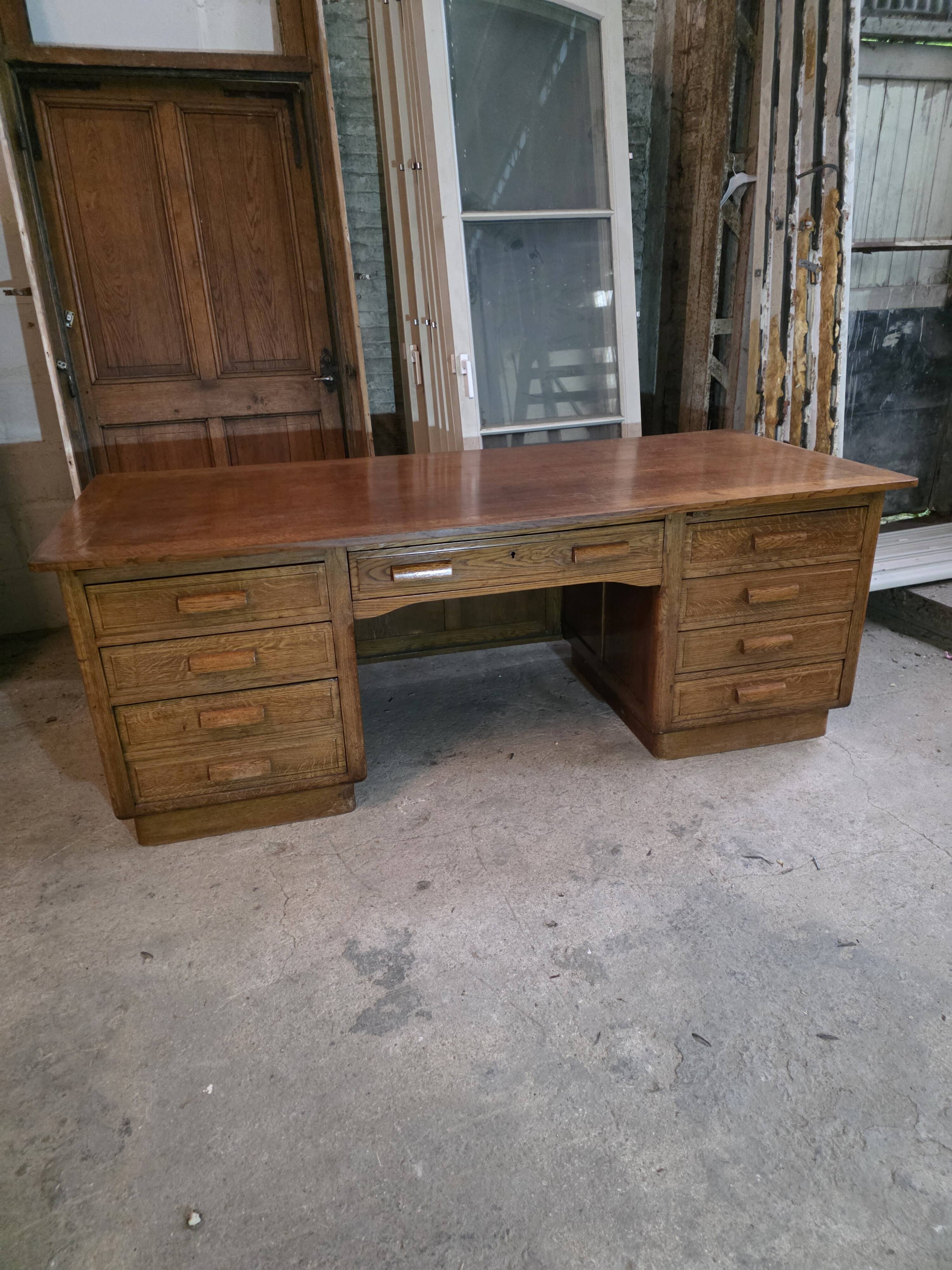 Bureau ministre XXL en chêne , 220 × 95 cm