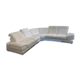 Corner sofa in white leather