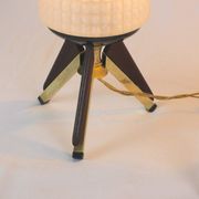 Pair of bedside lamps, Brass, Teak, Venetian glass, Italy, 1950
