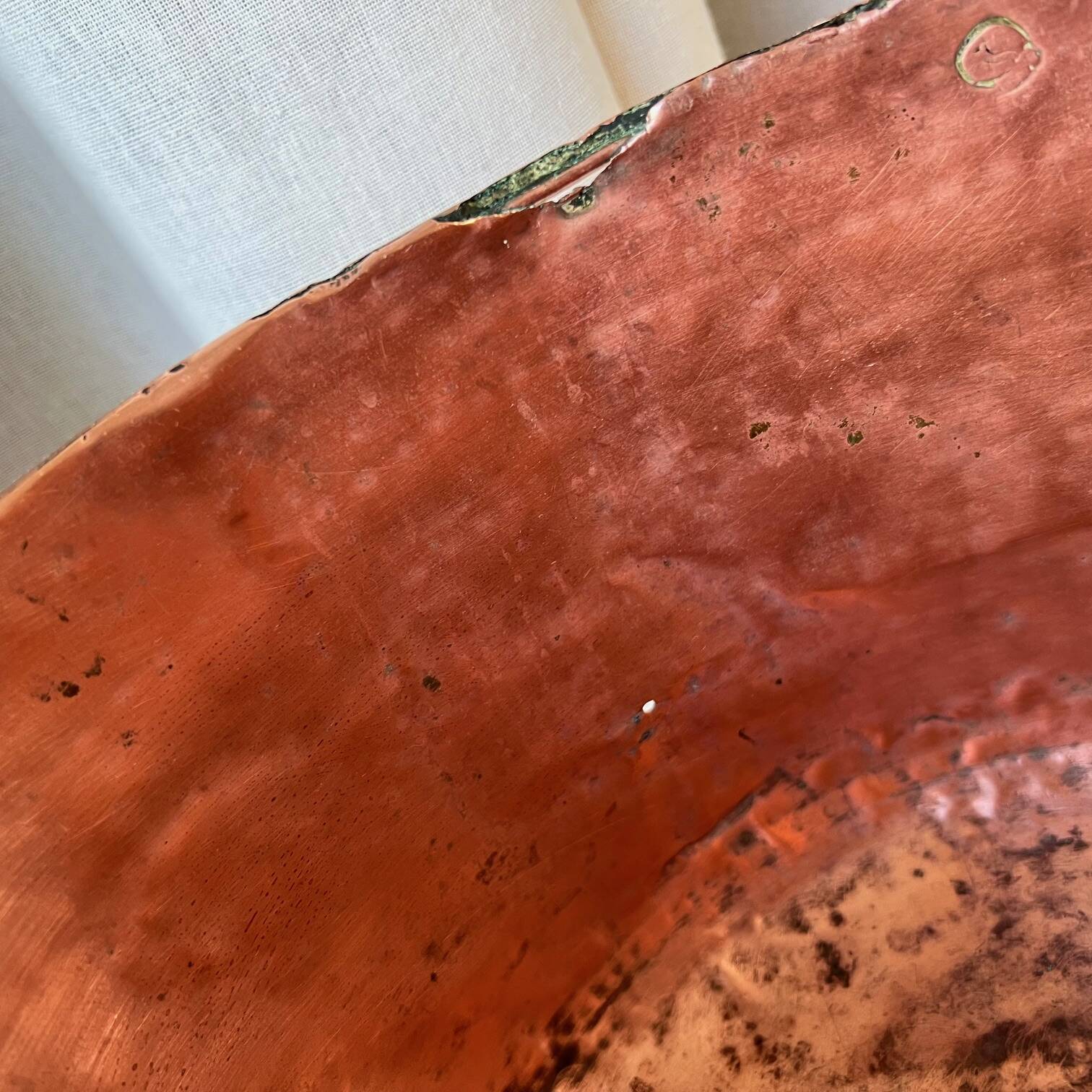 Large copper pot with handle