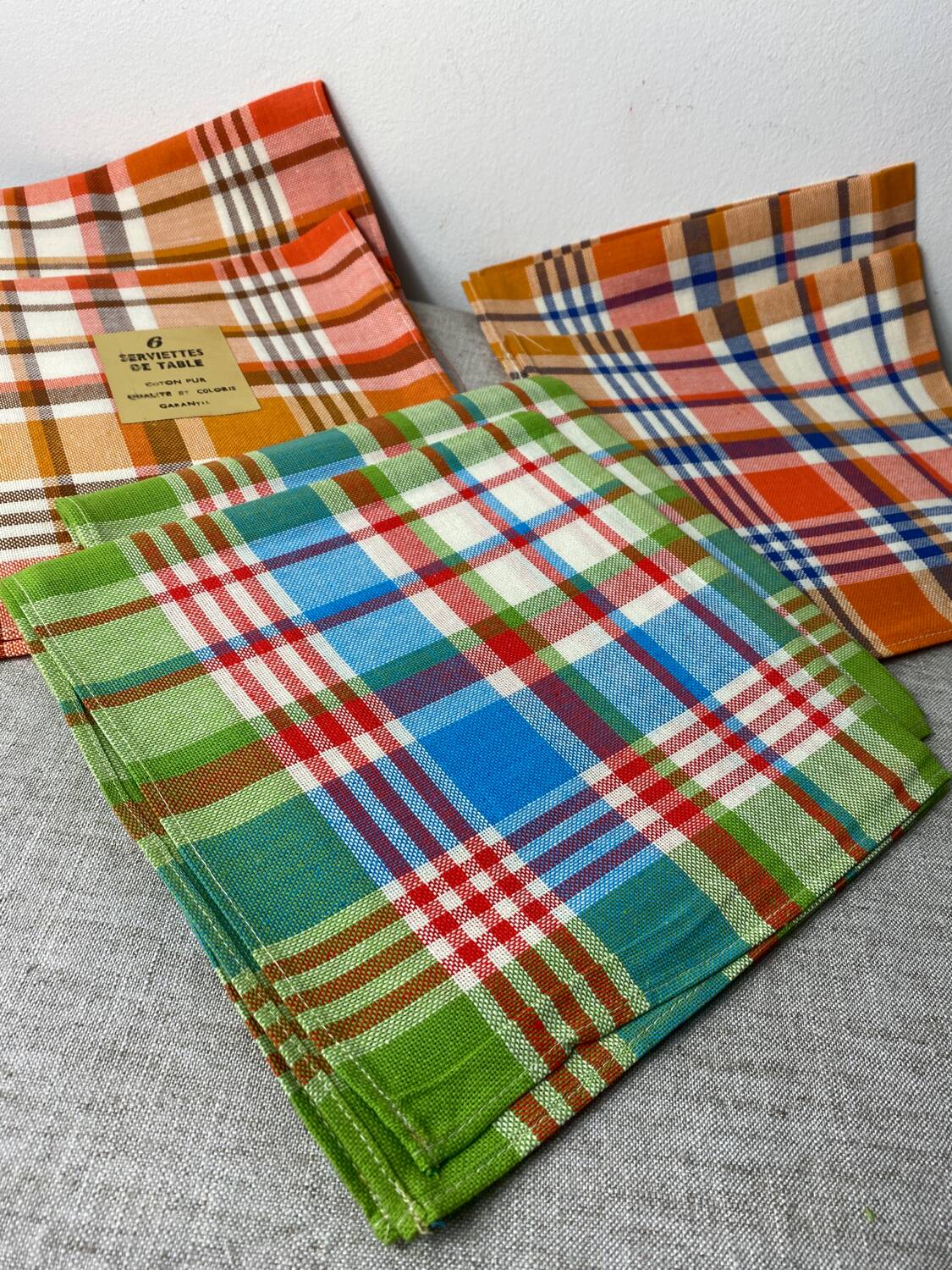 Serviettes de tables pur coton neuves vintage