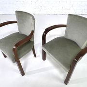 Pair of armchairs art deco 30/40 in wood and velvet