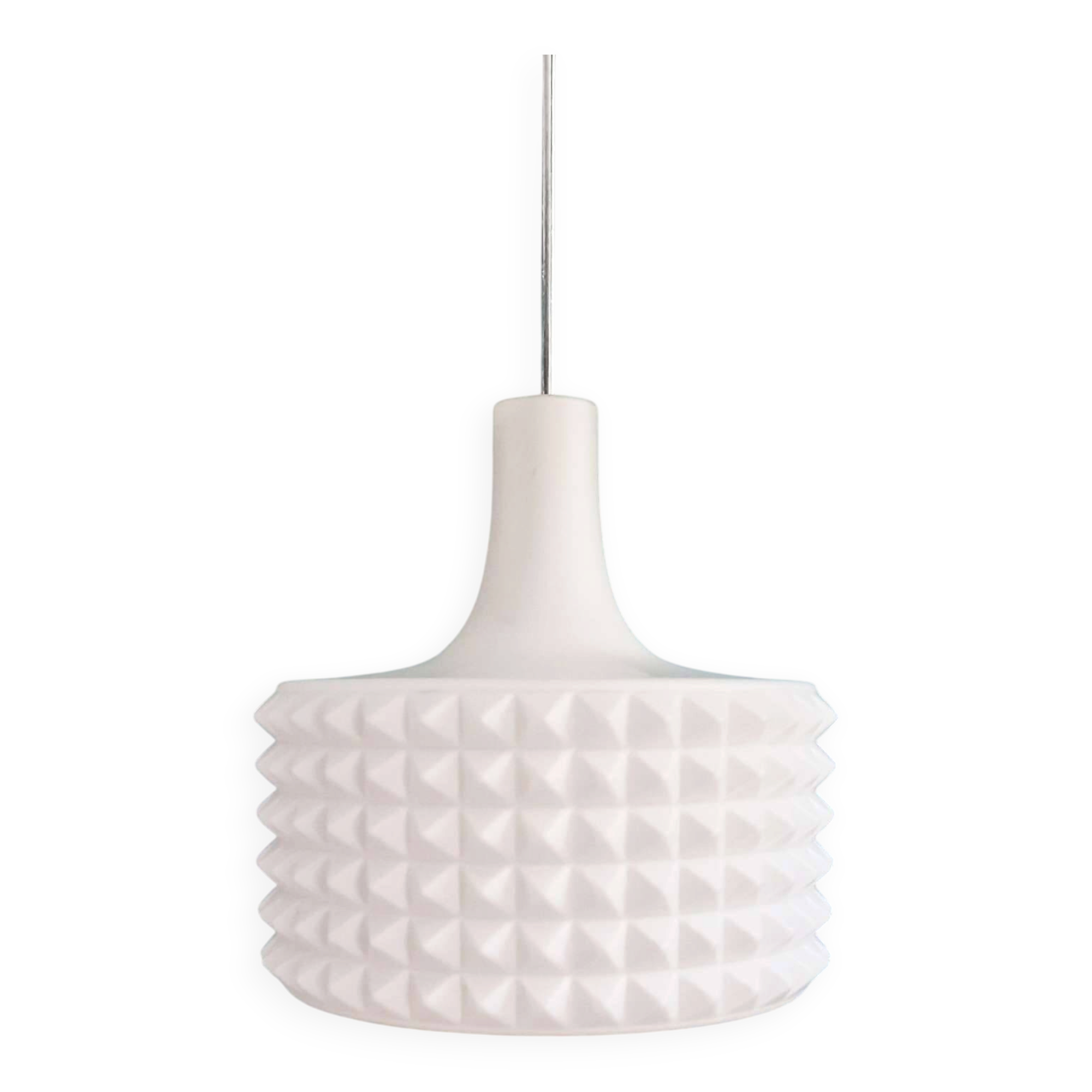 Large white opaline pendant light, design by Ivan Jakes, 1960s.