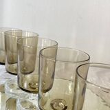 6 vintage grey smoked glasses Luminarc model Sweden wine or water glasses