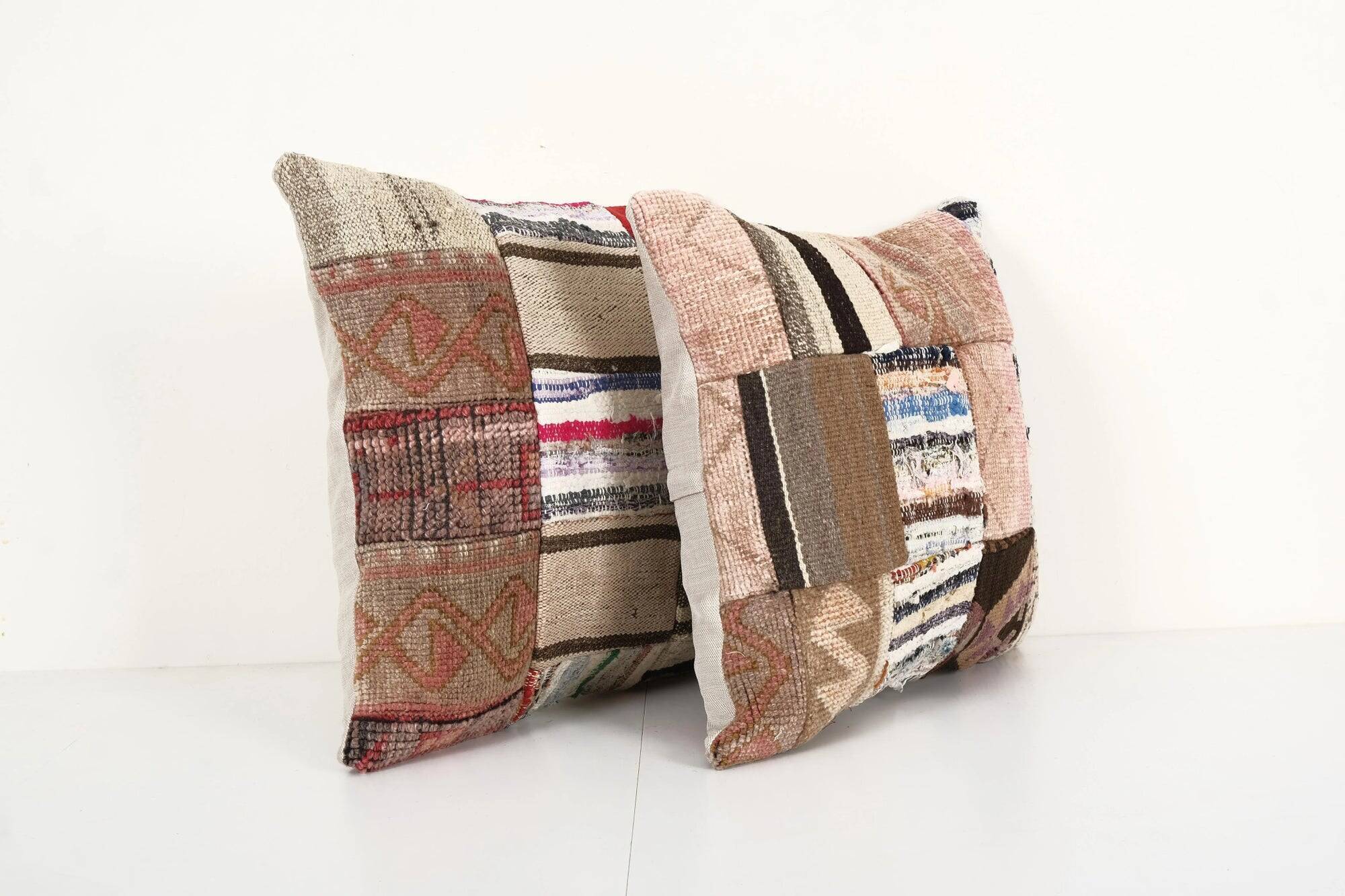 Set of 2 vintage kilim cushion covers 46x46 cm