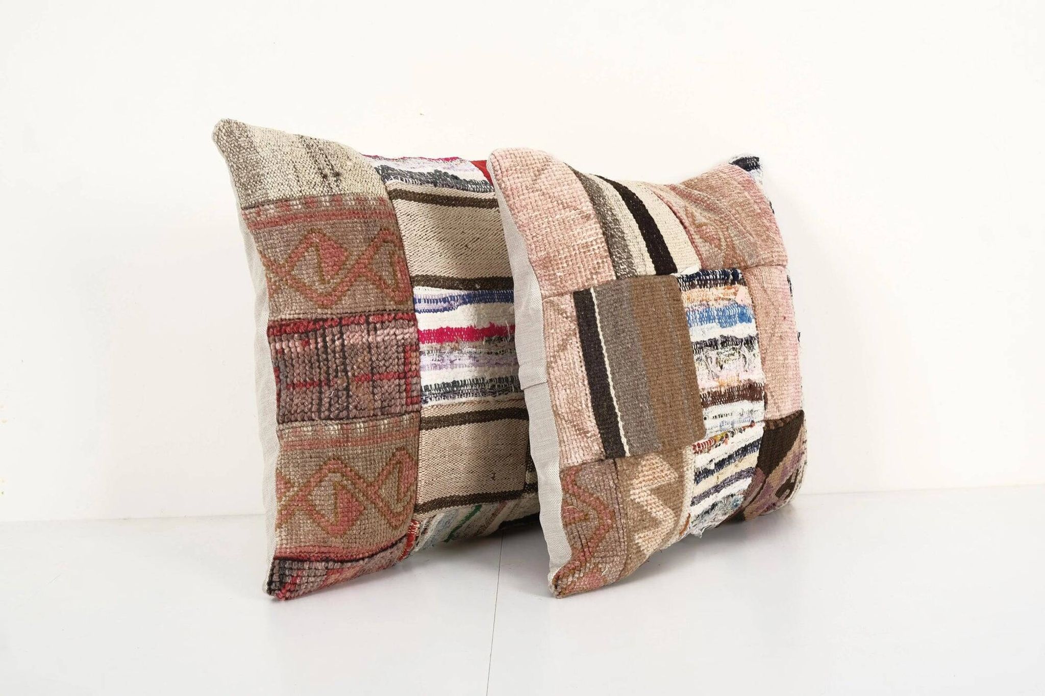 Lot de 2 housses de coussin kilim vintage 46x46 cm