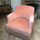 Fringed velvet toad chair