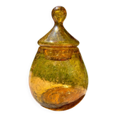 Large amber bubble glass sweet jar from Biot, 1960s.