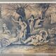 Tableau dessin "Nymphes se baignant" Frédéric VILLOT (1809-1875) ami Delacroix