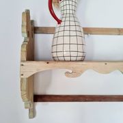 Antique wall shelf in raw wood - patinated green