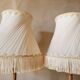 Pair of wooden lamps, pleated lampshade