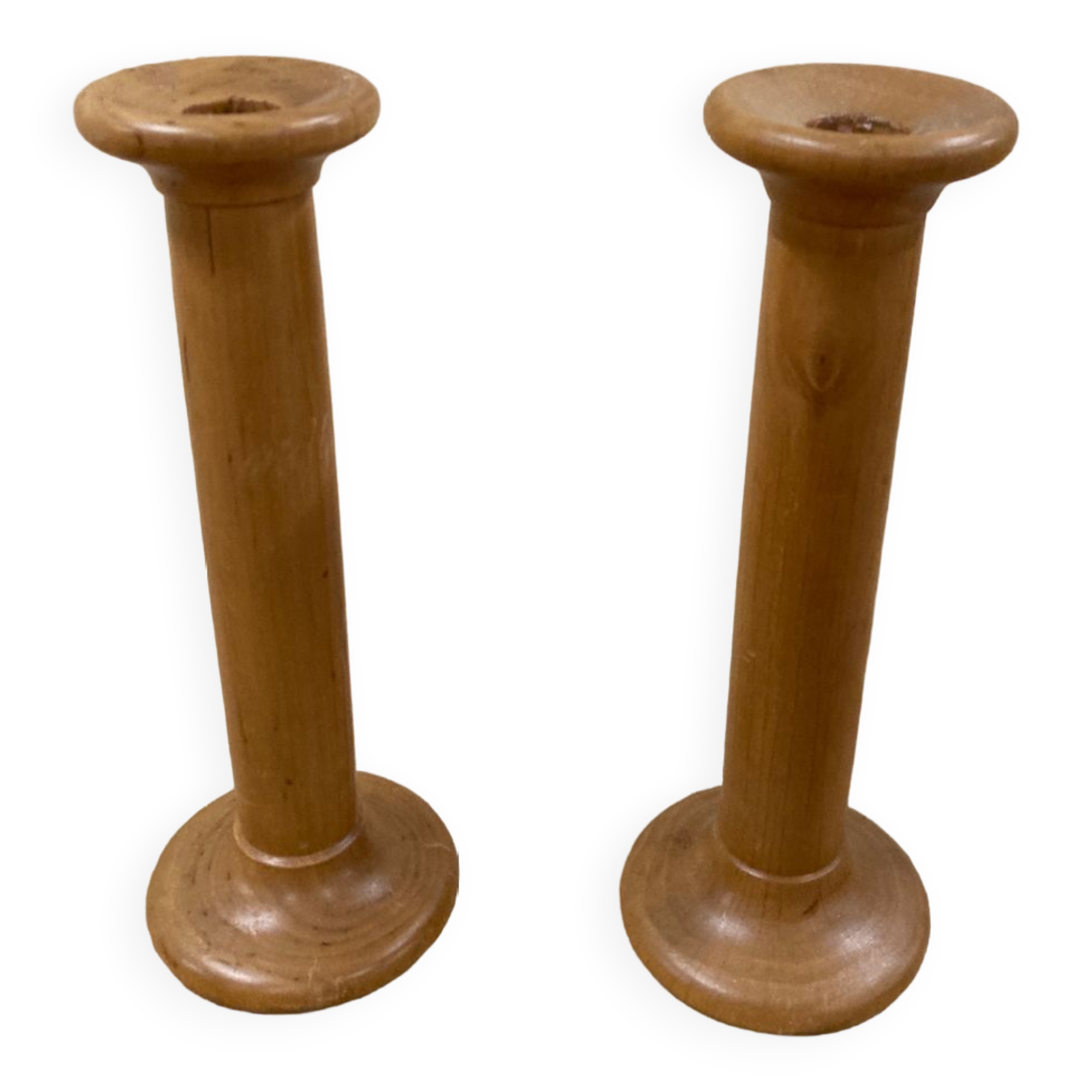 Paire de bougeoirs scandinaves en bois