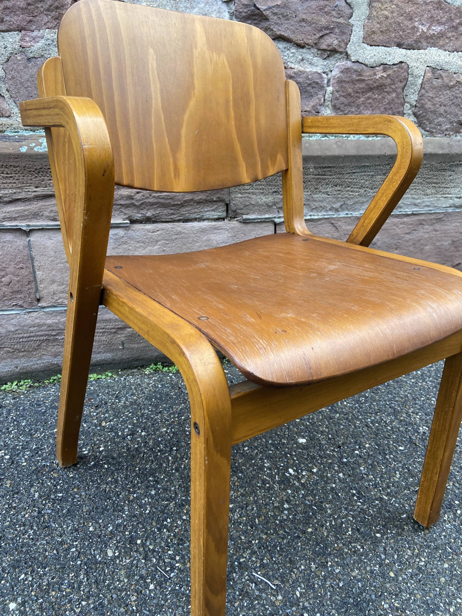 vintage Scandinavian wooden office armchair
