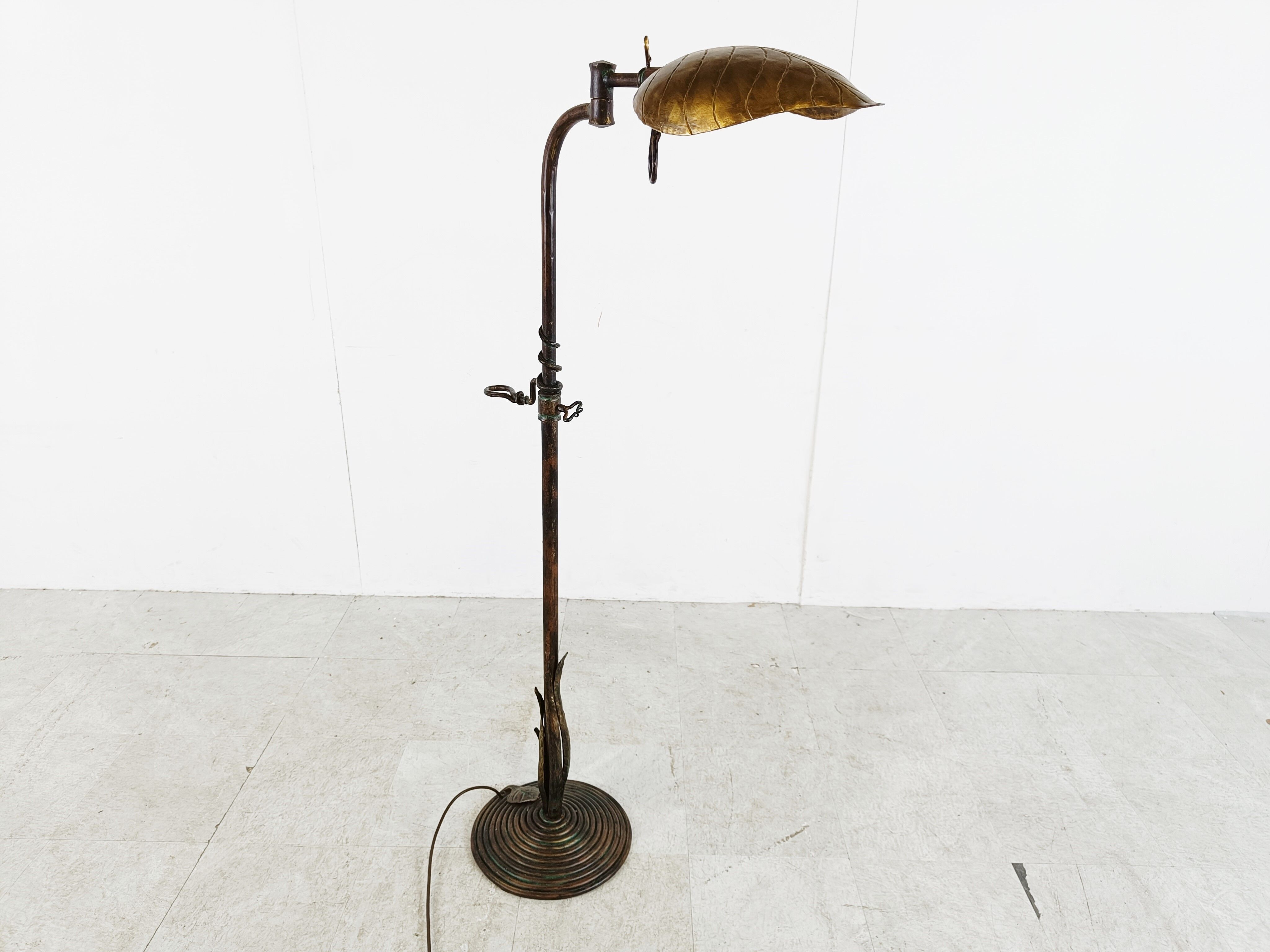 Vintage brass leaf floor lamp 1970s