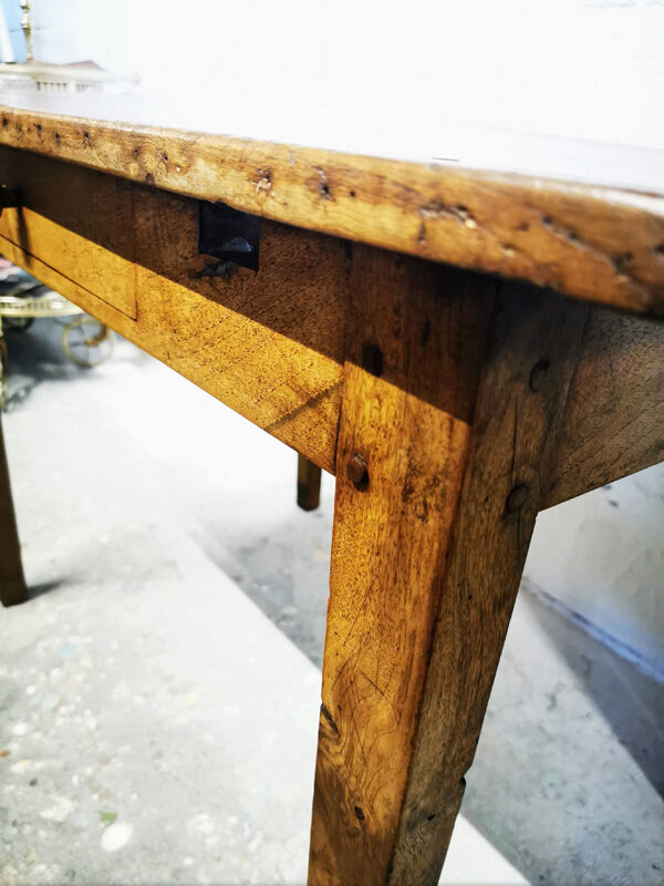 Old farm table with extension cords