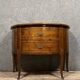 Louis XV / Louis XVI Transition style half-moon chest of drawers in marquetry mahogany